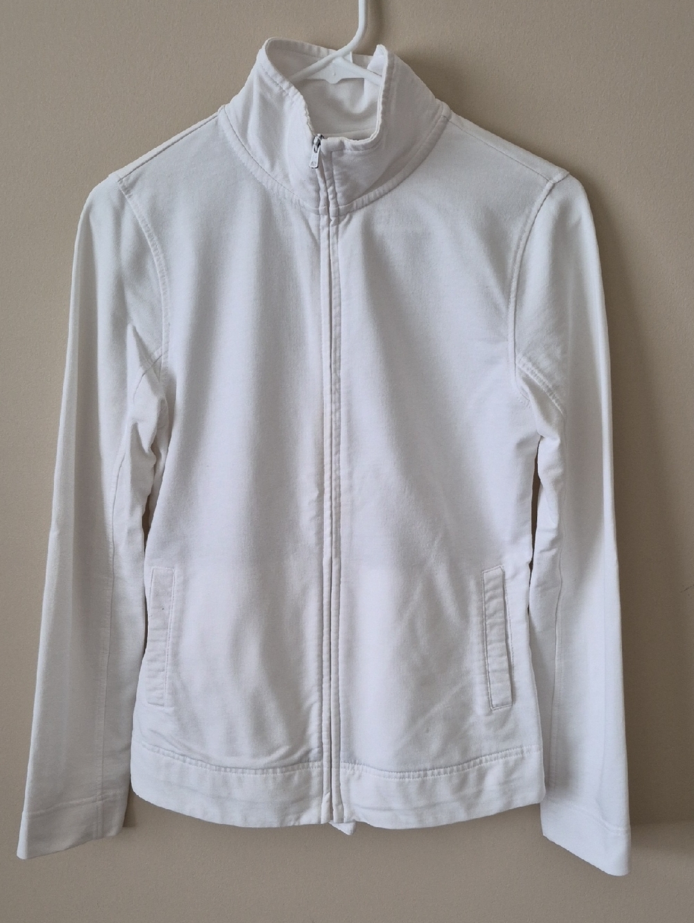 Eddie Bauer White Zip-Front Pullover, Womens, Size S
